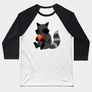 RACCOON EATING AN APPLE Baseball T-Shirt